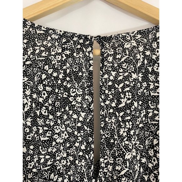 1.STATE Floral Flutter Sleeve Tie Waist Jumpsuit In Rich Black and White M - Picture 9 of 12
